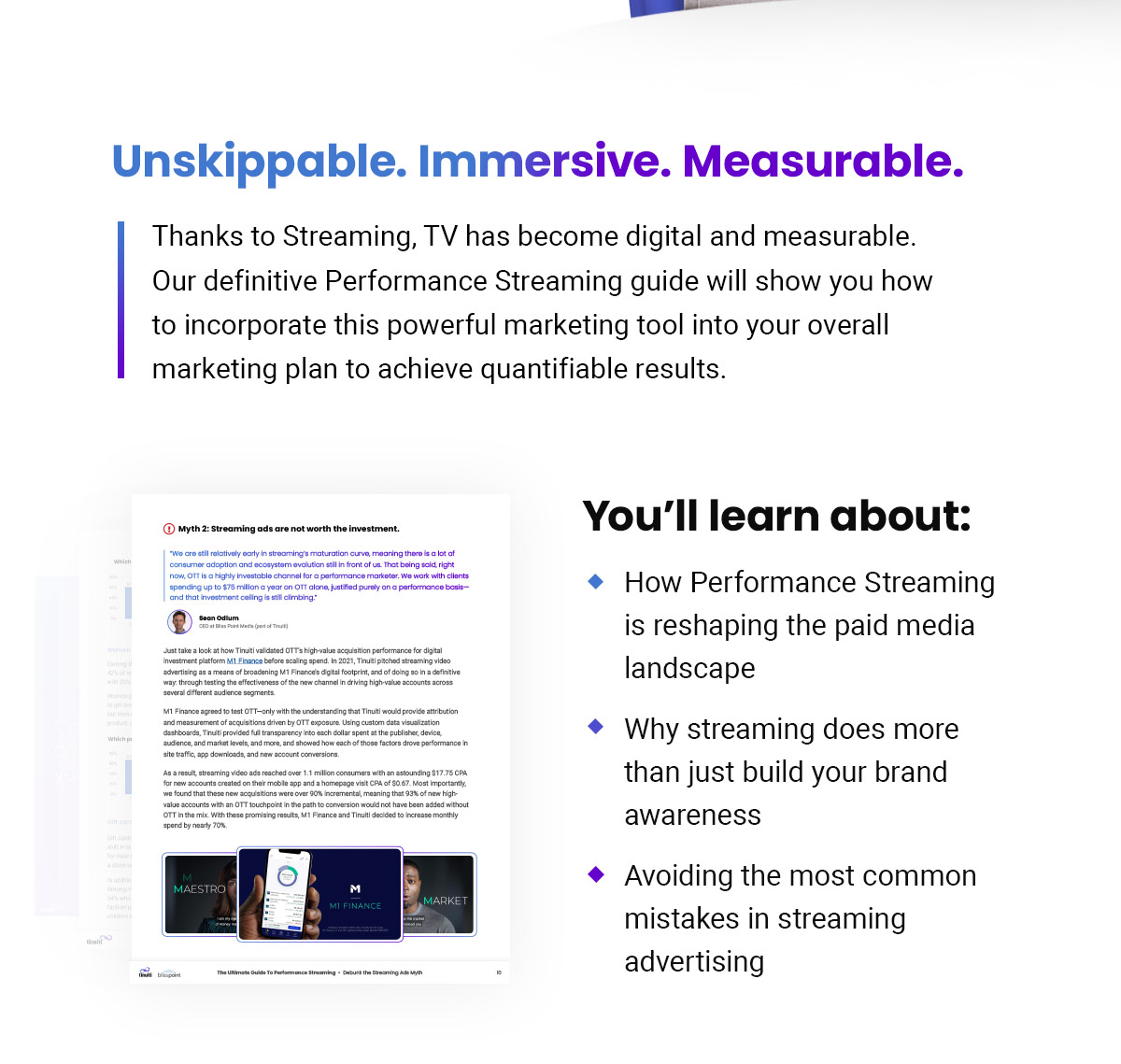 Our definitive Performance Streaming guide will show you how to incorporate this powerful marketing tool into your overall marketing plan to achieve quantifiable results.